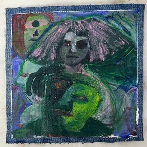 Hand painted denim Patch’s, one of a kind design see pictures for size ❤️